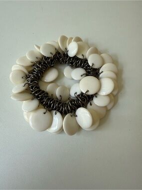 Ivory Disc Charm Bracelet - Chunky Dangle Design